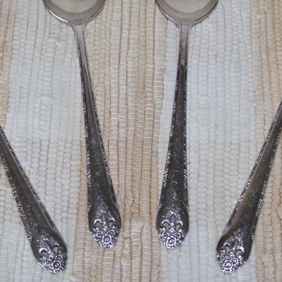 VTG HOLMES & EDWARDS SP IS '37 LOVELY LADY SOLID SERVING SPOONS SET of (4) FLATW - Picture 5 of 12